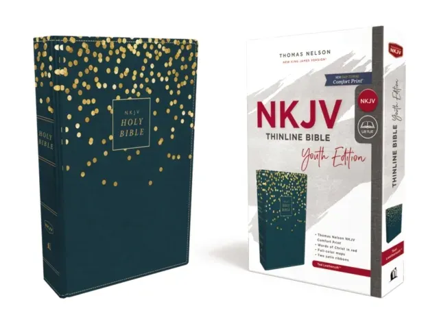 NKJV, Thinline Bible Youth Edition, Leathersoft, Blue, Red Letter, Comfort Print