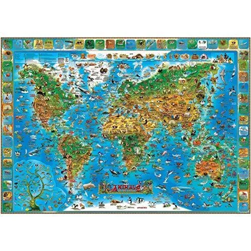 Animals of the World kids wall map laminated